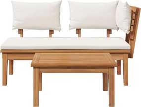 vidaXL Σετ Παγκάκι και Τραπέζι Κήπου 2 pcs Κρέμα και Καφέ