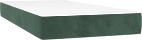 vidaXL Κρεβάτι Boxspring με Στρώμα &amp; LED Σκ. Πράσινο 80x200 εκ Βελούδο