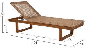 ΞΑΠΛΩΣΤΡΑ PATRON HM5993 TEAK ΞΥΛΟ ΚΑΙ ΣΧΟΙΝΙ VIRO ΣΕ ΠΛΕΞΗ WICKER 191x65x86Yεκ. - HM5993