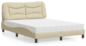 Κρεβάτι με Στρώμα Κρεμ 120x200 εκ. Υφασμάτινο - Κρεμ