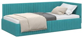 vidaXL Κρεβάτι Γωνίας με κεφαλάρι Τιρκουάζ 100 x 200 cm Βελούδο