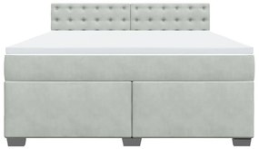 Κρεβάτι Boxspring με Στρώμα Ανοιχτό Γκρι 180x200 εκ. Βελούδινο - Γκρι