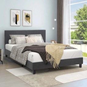 Κρεβάτι Flat υφασμάτινο χρώμα ανθρακί 150x200εκ.
