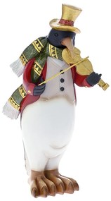 Χριστουγεννιάτικος Διακοσμητικός Πιγκουίνος Polyresin Λευκό-Κόκκινο 16x16x37εκ. iliadis 82104