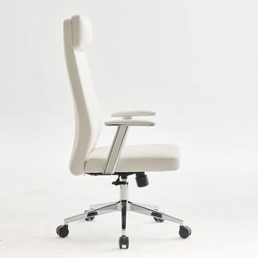 BF8800 Πολυθρόνα Γραφείου Διευθυντή, Pu Άσπρο, Βάση &amp; Μπράτσα Χρώμιο   1τμχ