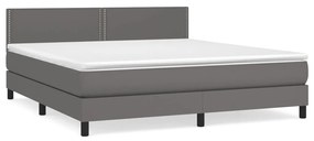 vidaXL Κρεβάτι Boxspring με Στρώμα Γκρι 160x200εκ. από Συνθετικό Δέρμα