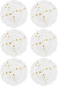 Dessert Plate Set (6 Pieces) DNR0032 White
Gold