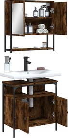 vidaXL Σετ Επίπλων Μπάνιου 2 Τεμαχίων Καπνιστή Δρυς από Τεχν. Ξύλο