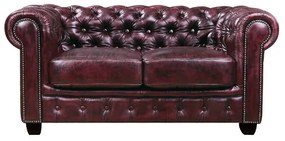 Ε9574,24 CHESTERFIELD 689 Καναπές 2Θέσιος Σαλονιού - Καθιστικού, Δέρμα, Απόχρωση Antique Red  160x92x72cm Καναπές 2θέσιος,  Κόκκινο,  Leather - Rubica Leather, , 1 Τεμάχιο