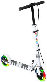 AIYAPLAY Παιδικό πατίνι, Διπλά φρένα, Μεταλλικός σκελετός, Στήριγμα ποδιού, αναδιπλούμενο, 3-8 ετών, Λευκό