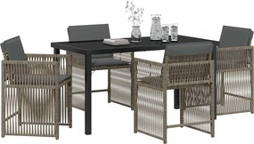 vidaXL Σέτ φαγητού για κήπο 5 pcs Γκρι συνθετικό ρατάν