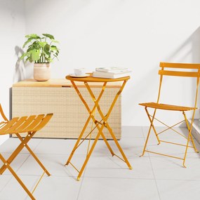 vidaXL Τραπέζι Bistro Πτυσσόμενο Μουσταρδί Ø50x71 εκ. Κατασκευασμένο από Ατσάλι με επιστρώσεις σκόνης