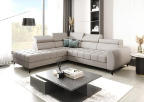 Γωνιακός καναπές Calyra Lthr-Εκρού-Αριστερή