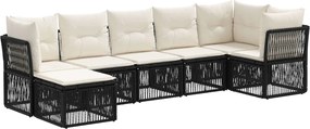 vidaXL Σετ Καναπέ Κήπου 7 pcs Μαύρο συνθετικό ρατάν