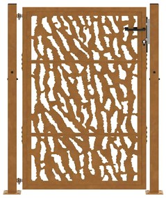 vidaXL Πύλη κήπου 105x130 cm από διαβρωμένο χάλυβα με σχεδιασμό ίχνους
