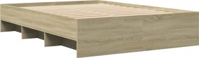 vidaXL Πλαίσιο Κρεβατιού Sonoma Δρυς 135x190 εκ. Επεξεργασμένο Ξύλο