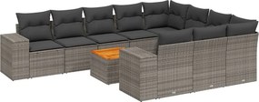 vidaXL Patio Sofa Set 10-θέσια Grey and Dark Grey