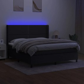vidaXL Κρεβάτι Boxspring με Στρώμα &amp; LED Μαύρο 160x200 εκ. Υφασμάτινο