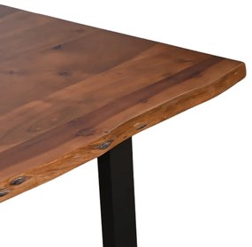 Τραπέζι Miles pakoworld μασίφ ξύλο ακακίας πάχους 3.7-4εκ σε καρυδί απόχρωση με μαύρα μεταλλικά πόδια 160x90x76εκ