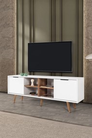 Έπιπλο Τηλεόρασης Λευκό / Καρυδί PRABU 160x35x18