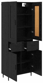 vidaXL Highboard με συρτάρι 2 pcs Μαύρη Οξυά Επεξεργασμένο ξύλο