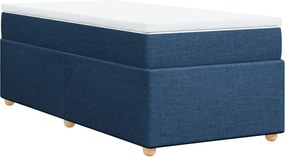 vidaXL Κρεβάτι Boxspring με Στρώμα Μπλε 90x190 εκ.Υφασμάτινο