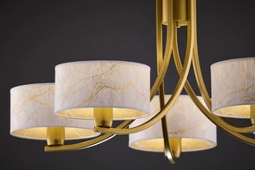 Κρεμαστό Πολύφωτο Arthur Φ75cm Χρυσό με Λευκό Ύφασμα
