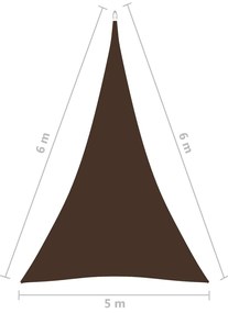 vidaXL Πανί Σκίασης Τρίγωνο Καφέ 5 x 6 x 6 μ. από Ύφασμα Oxford