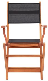 Καρέκλες Πτυσσόμενες 2τεμ. Μαύρες Μασίφ Ξύλο Ευκαλ./Τεξτιλίνη - Μαύρο