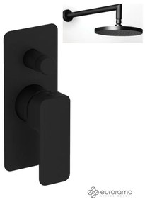 Eurorama Quadra Black Matt Ανακλινόμενη κεφαλή Ø20εκ.+Μίκτης εντοιχισμού 2 εξόδων με εκτροπέα 144030SL-400