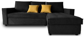 Γωνιακός καναπές-κρεβάτι Lorenzo με αποθηκευτικό χώρο, Ανθρακί 235x90x165cm Δεξιά γωνία - VAS4589