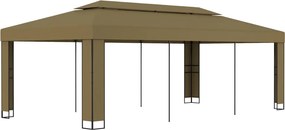 vidaXL Κιόσκι με Διπλή Οροφή Taupe 3 x 6 μ. 180 γρ/μ²
