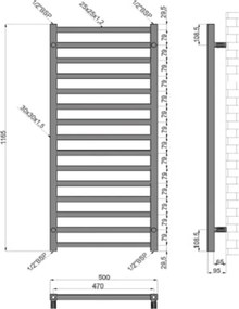 Karag Karnak 1000 Nero 50x100 - Θερμαντικό σώμα μπάνιου