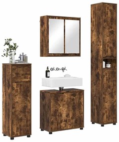 vidaXL Σετ Επίπλων Μπάνιου 4 pcs Καπνιστό Δρύς Επεξεργασμένο ξύλο