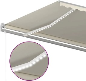 vidaXL Ηλεκτρική τέντα με LED και αισθητήρα 6 x 3 m Κρεμ