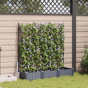 vidaXL Γλάστρα Κήπου με Πλέγμα 3 τμχ Γκρι 120x40x125.5 εκ.