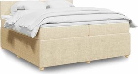 vidaXL Κρεβάτι Boxspring με Στρώμα Κρεμ 200x200 εκ. Υφασμάτινο