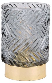 Κηροπήγιο Με Φωτισμό Led Zig Zag PT3689GY 8,5x13cm Grey Present Time Glass