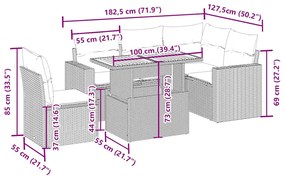 vidaXL Σετ Καναπέ Κήπου 6 τεμ. Μπεζ Συνθετικό Ρατάν με Μαξιλάρια