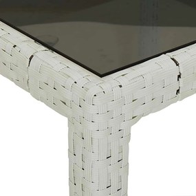 vidaXL Τραπέζι Κήπου Λευκό 250x100x75 εκ. Συνθετ. Ρατάν/Ψημένο Γυαλί
