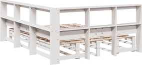 vidaXL Κρεβάτι Βιβλιοθήκη Χωρίς Στρώμα Λευκό 135x190 εκ Μασίφ Πεύκο