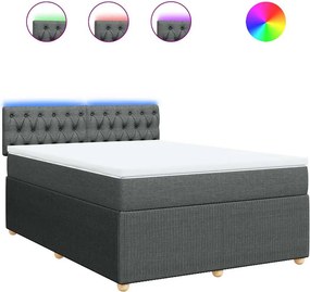 vidaXL Κρεβάτι Boxspring με Στρώμα Σκούρο Γκρι 140x200 εκ Υφασμάτινο