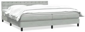 Κρεβάτι Boxspring με Στρώμα Ανοιχτό Γκρι 180x210 εκ. Βελούδινο - Γκρι