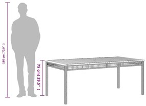 Τραπέζι Κήπου Μαύρο 180x90x75 εκ. Συνθετικό Ρατάν/Ξύλο Ακακίας - Μαύρο