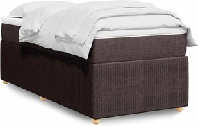 vidaXL Κρεβάτι Boxspring με Στρώμα Σκούρο Καφέ 100x200 εκ. Υφασμάτινο
