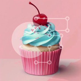 Intra Συλλεκτικό Ξύλινο Παζλ Plywood 4mm - Νόστιμο Cupcake με Blue Frosting και Cherry Σε Ξύλινο Κουτί - Διαστάσεις: 10x10 cm – 25 κομμάτια