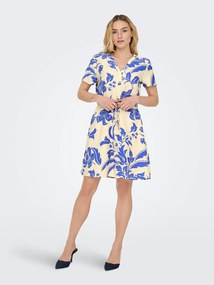 Κοντό φόρεμα με μοτίβο και V λαιμόκοψη