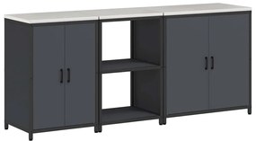vidaXL Σετ Αποθήκευσης Κουζίνας με ράφι 3 pcs Ανθρακί 210 x 50 x 92 εκ