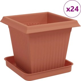vidaXL Γλάστρες φυτών 24 τμχ. Κεραμιδί Πλαστικό