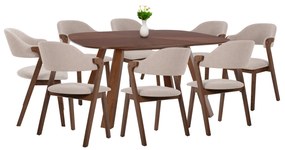 ΣΕΤ ΤΡΑΠΕΖΑΡΙΑΣ 9ΤΜΧ RIDER HM21341 ΤΡΑΠΕΖΙ ΑΠΟ MDF--ΚΑΡΕΚΛΕΣ RUBBERWOOD & ΥΦΑΣΜΑ